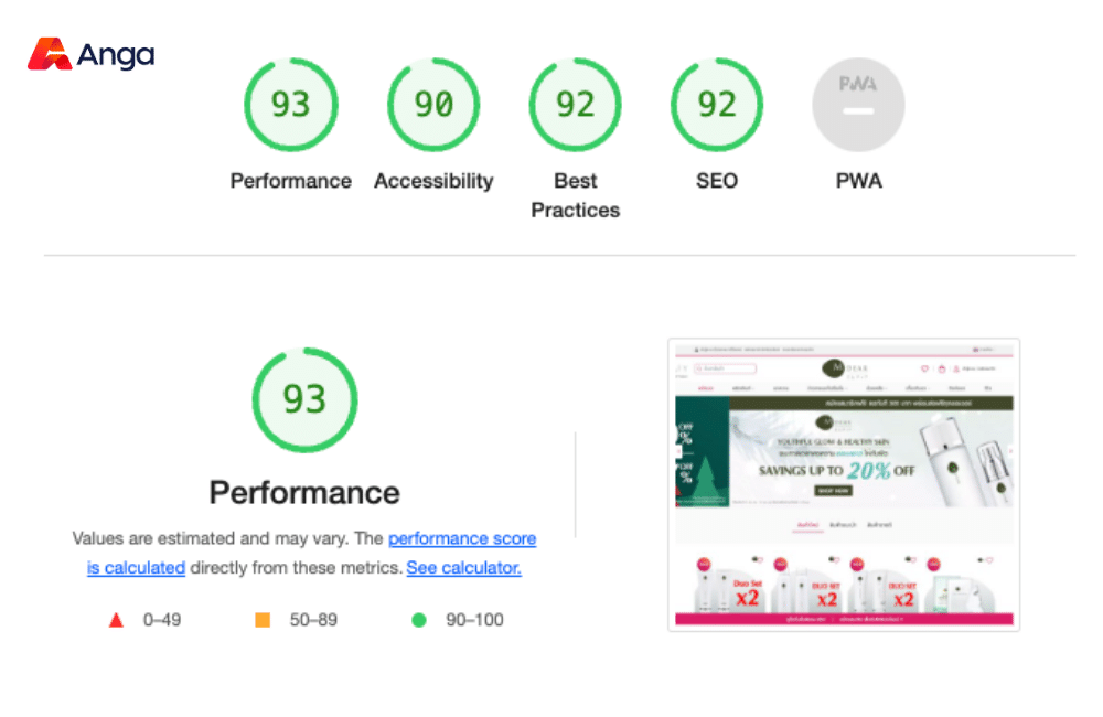 Google SEO Pagespeed Test Results