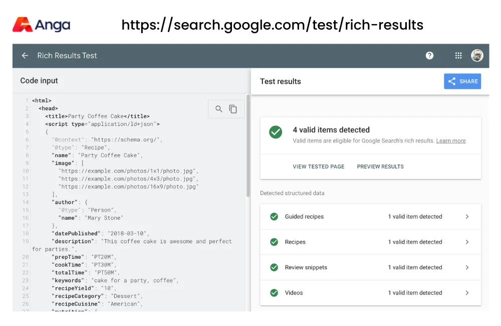 Google's Rich Results Tester