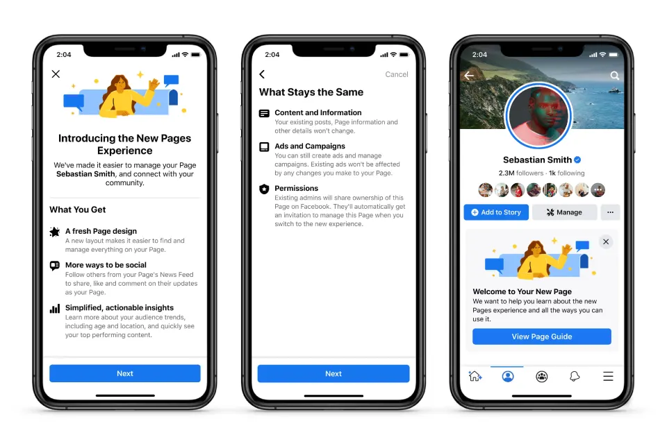 Facebook New Pages Experience