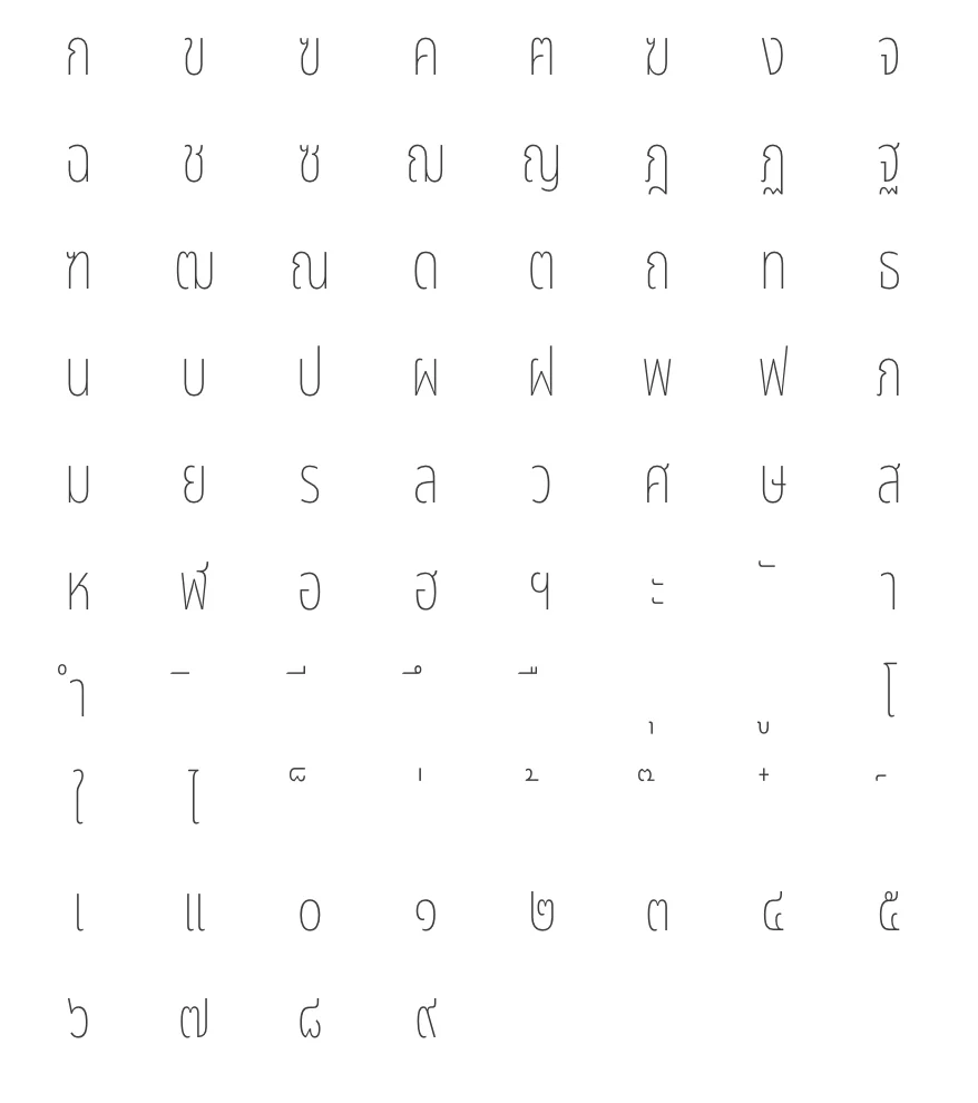 ฟอนต์ฟรี Noto Sans Thai ExtraCondensed Thin